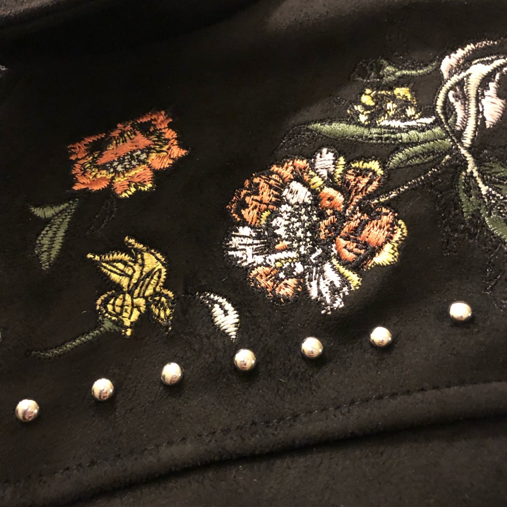 River Island embroidered suedette bomber jacket - Picture 6 of 13